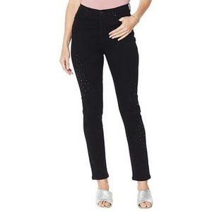 DG2 by Diane Gilman Multi-Stone Skinny Jean Black Petite 14